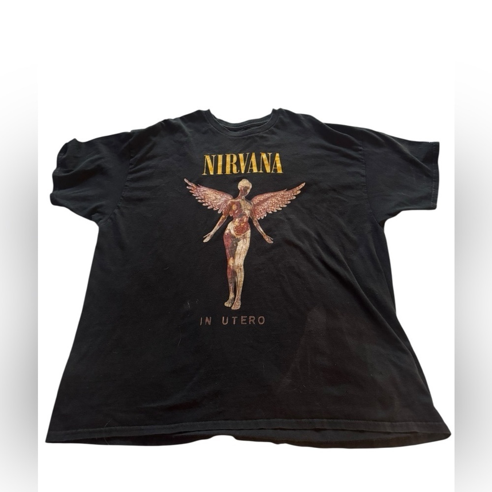 NIRVANA IN UTERO Relaxed Graphic Tee Unisex LG Music Band T-shirt Black - Picture 5 of 12